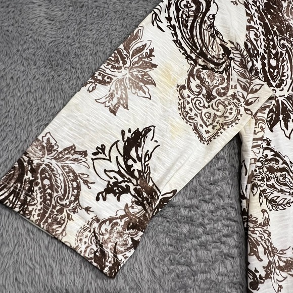 Alfred Dunner Paisley Floral Blouse Womens 1X White Brown 3/4 Sleeve Stretch NWT - Picture 4 of 16